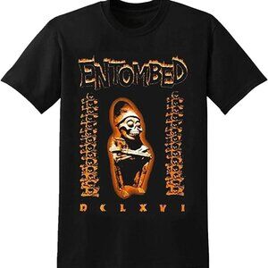 Retro Entombed Band Album Music Heavy Cotton Black T Shirt
